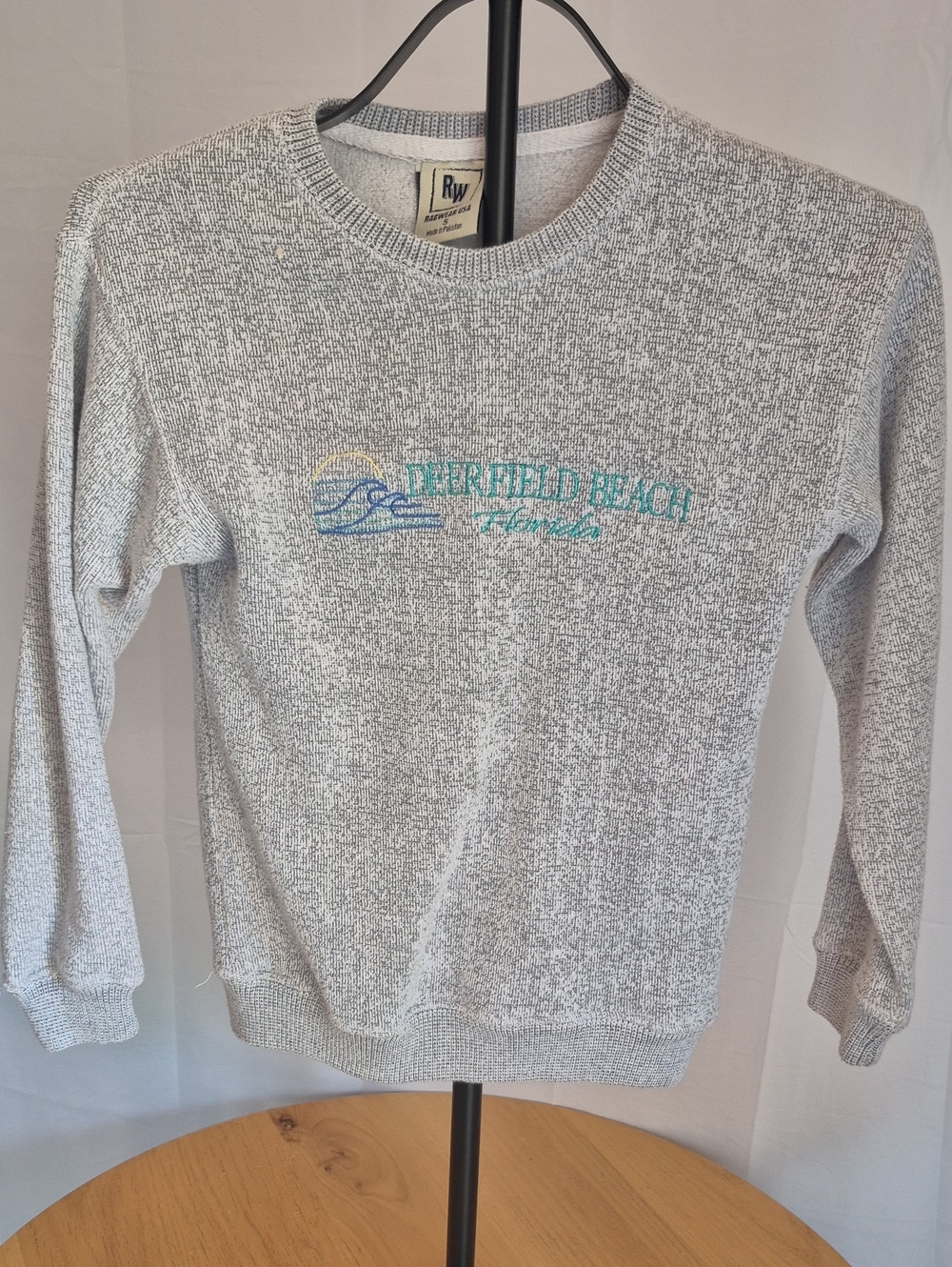 RW Heather Gray Crewneck Sweater with Deerfield Beach Embroidery